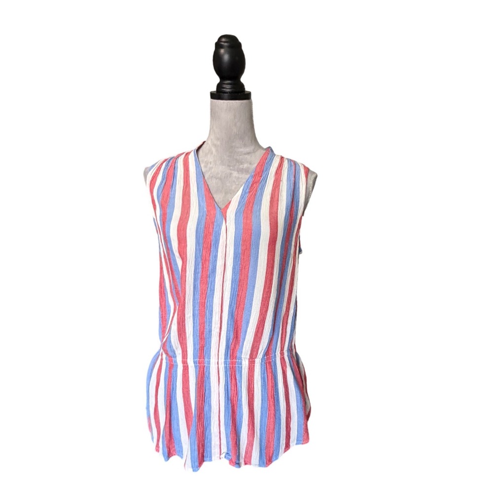 Liz Claiborne Womens Red White Blue Striped Peplum DO NOT‎ BUY